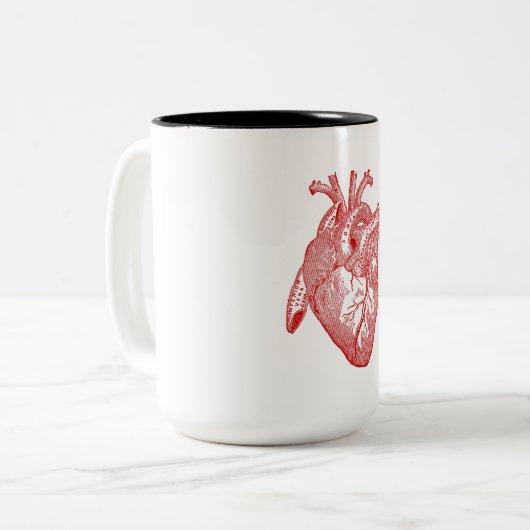 Rotes anatomisches Herz Zweifarbige Tasse (Vorderseite Links)