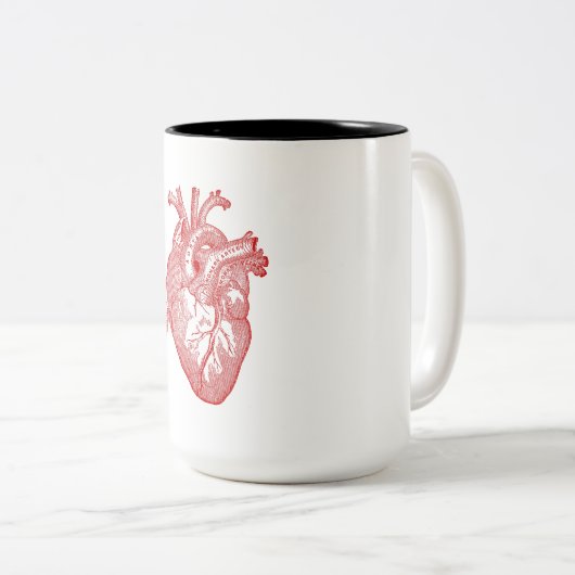 Rotes anatomisches Herz Zweifarbige Tasse (VorderseiteRechts)