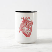 Rotes anatomisches Herz Zweifarbige Tasse (Mittel)