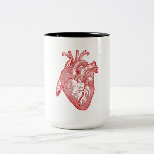 Rotes anatomisches Herz Zweifarbige Tasse (Mittel)