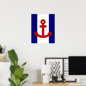 Rotes Anchor-Marineinfanterie & weiße Streifen Dru Poster (Heimbüro)