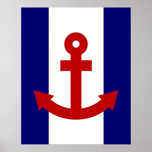 Rotes Anchor-Marineinfanterie & weiße Streifen Dru Poster (Vorne)