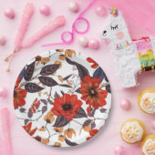 Rotes Anemongold delikates lila Blattwerk Pappteller (Party)