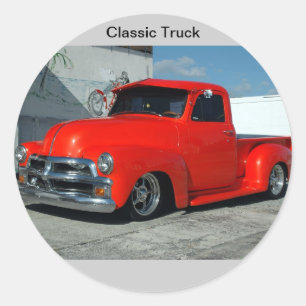Rotes angepasstes Pickup Truck Runder Aufkleber