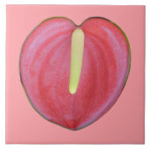 Rotes Anthurium Blume auf Keramik Tile Fliese (Vorderseite)