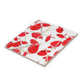 Rotes Anthurium Blume Blumenmuster Fliese (Seite)