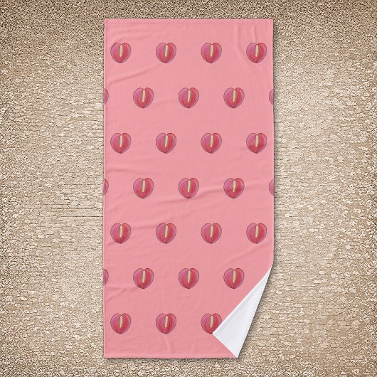 Rotes Anthurium Blume Nahtloses Muster Badehandtuch