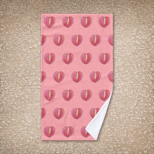 Rotes Anthurium Blume Nahtloses Muster Handtuch