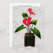 Rotes Anthurium in Planter Einladung (Vorne/Hinten)
