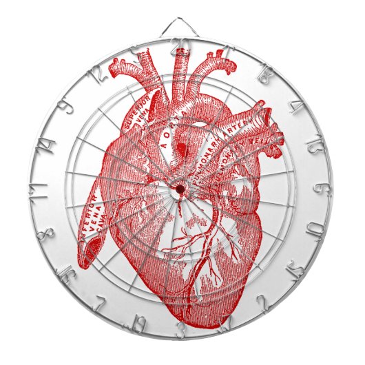 Rotes antikes anatomisches Herz Dartscheibe (vorne)