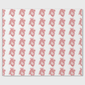 Rotes antikes anatomisches Herz Geschenkpapier (Flach)