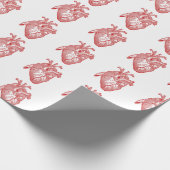Rotes antikes anatomisches Herz Geschenkpapier (Ecke)