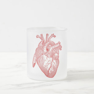 Rotes antikes anatomisches Herz Mattglastasse