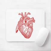 Rotes antikes anatomisches Herz Mousepad (Mit Mouse)