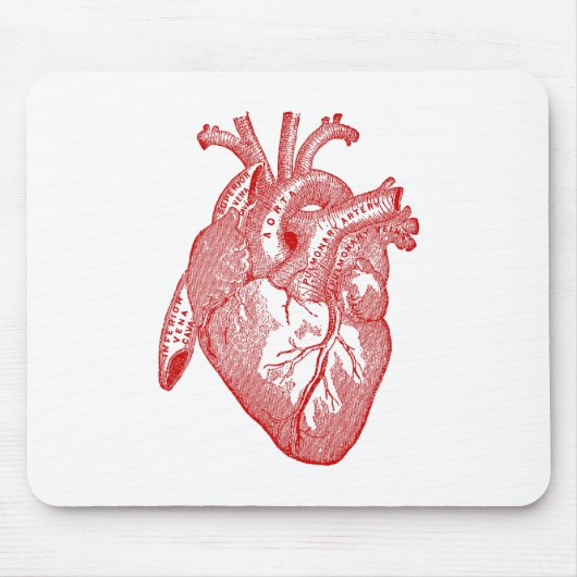 Rotes antikes anatomisches Herz Mousepad (Vorne)