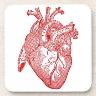 Rotes antikes anatomisches Herz Untersetzer