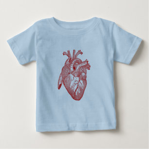 Rotes Antiquitäten Anatomisches Herz Baby T-shirt