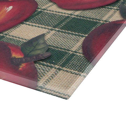 Rotes Apfel-Grün kariert Schneidebrett (Ecke)
