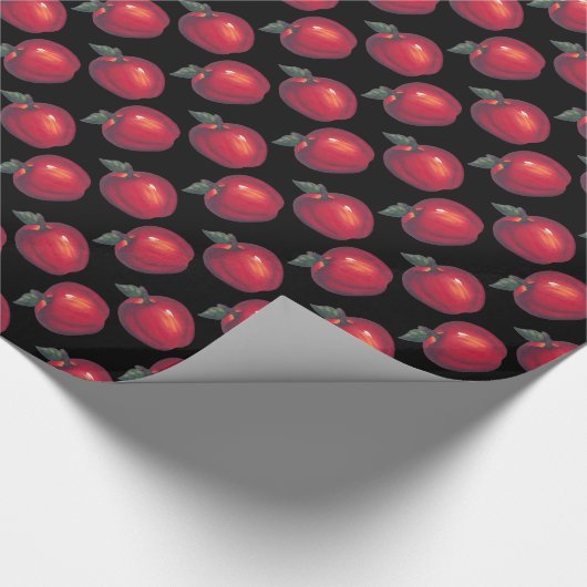 Rotes Apfel-Schwarzes Geschenkpapier (Ecke)