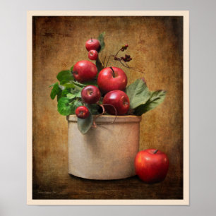 Rotes Apfel-Topf-Stillleben Poster