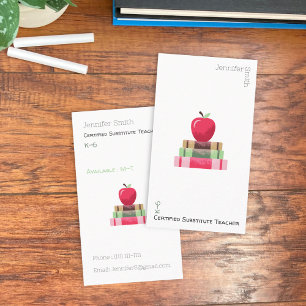Rotes Apfelbuch Tutor vertikale weiße Visitenkarte