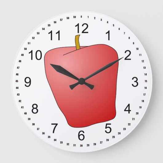 Rotes Apfelfrucht Große Wanduhr (Vorderseite)