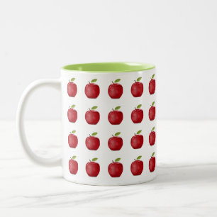 Rotes Apfelmuster auf Weiß Zweifarbige Tasse