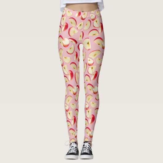 Rotes Apfelscheibenmuster Leggings (Vorderseite)