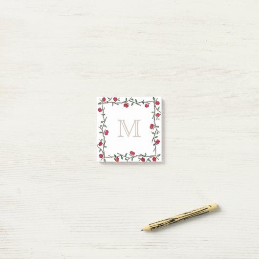 Rotes Apfelsinen Post-it Klebezettel (Auf Schreibtisch)