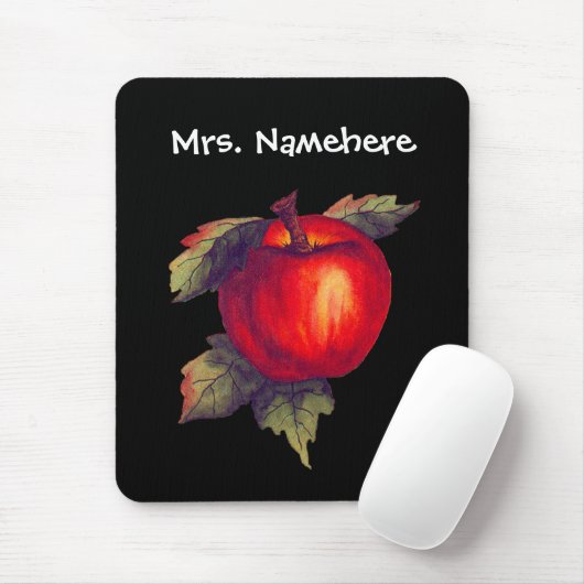 Rotes Apple auf Schwarzem Mousepad (Mit Mouse)
