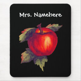 Rotes Apple auf Schwarzem Mousepad