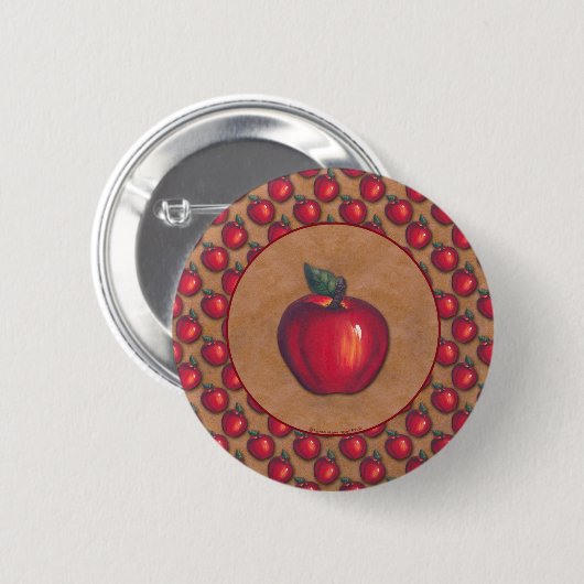 Rotes Apple Brown Button (Vorne & Hinten)
