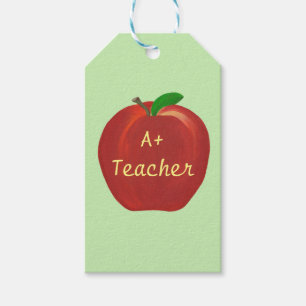 Rotes Apple, das A malt+ Lehrer-Geschenk-Karten Geschenkanhänger