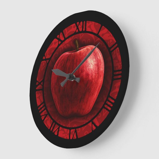 Rotes Apple Große Wanduhr (Winkel)