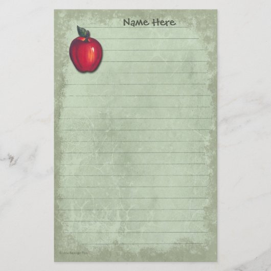 Rotes Apple hellgrün Briefpapier (Vorderseite)