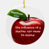 Rotes Apple-Lehrer-Anerkennungs-Geschenk Keramik Ornament (Hinten)