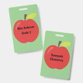 Rotes Apple-Lehrer-Gewohnheits-Klassenzimmer Ausweis (Vorder- & Rückseite)