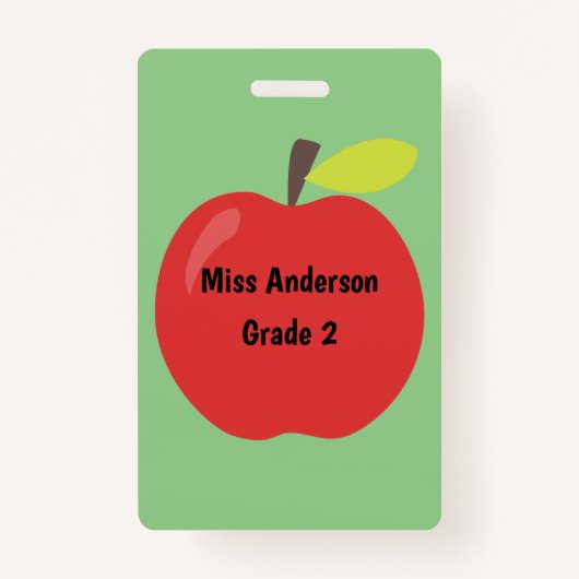 Rotes Apple-Lehrer-Gewohnheits-Klassenzimmer Ausweis (Vorderseite)