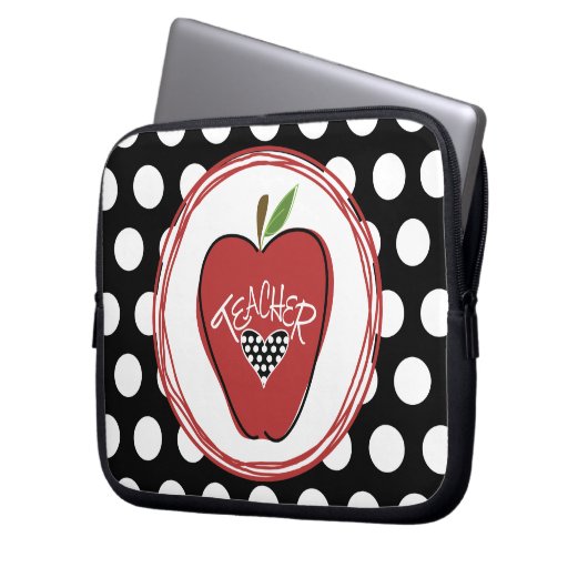 Rotes Apple u. Tupfen-Laptop-Hülse Laptopschutzhülle (Vorderseite Links)