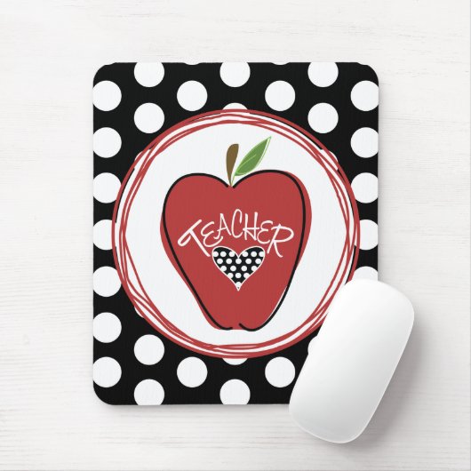 Rotes Apple u. Tupfen-Lehrer Mousepad (Mit Mouse)
