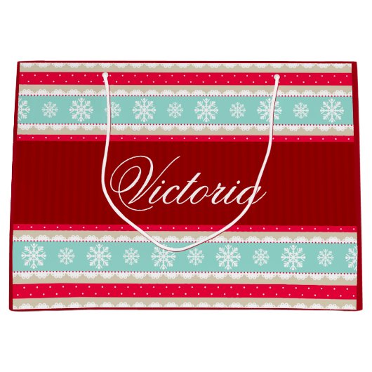 Rotes Aqua-blaues Große Geschenktüte (Vorderseite)