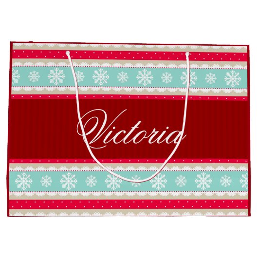 Rotes Aqua-blaues Große Geschenktüte (Rückseite)