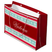 Rotes Aqua-blaues Große Geschenktüte (Vorderseite Schrägansicht)