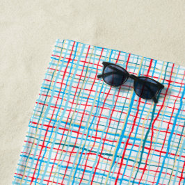 Rotes Aqua Türkis Gelbe, würzig Linien Kariert Strandtuch