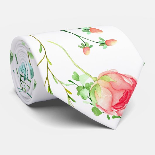 Rotes aquamarin grünes Aquarell Rose Sommermuster Krawatte (Gerollt)