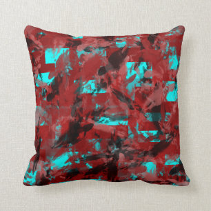 Rotes aquamarines abstraktes kissen