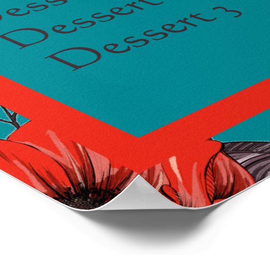 Rotes Aquamarines Blumenrestaurant Poster (Ecke)