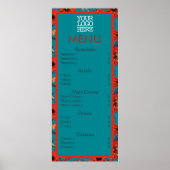 Rotes Aquamarines Blumenrestaurant Poster (Vorne)