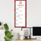 Rotes Aquamarines Blumenrestaurant Poster (Heimbüro)