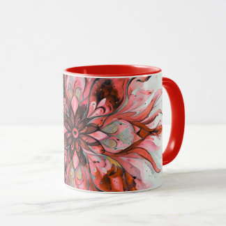 Rotes Aquarell-Blumenmandala Tasse